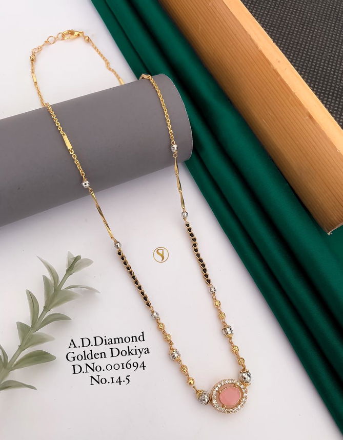 14 AD Diamond Designer Regular Wear Mangalsutra Wholesale Price In Surat
